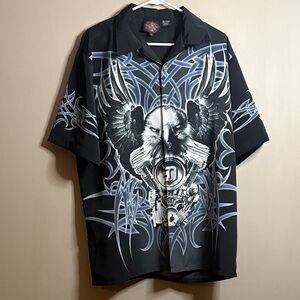 Vintage DragonFly Roadhouse Black Short Sleeve Shirt Large